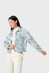 Áo Khoác Jean Croptop Nữ - Wash Loang Trẻ Trung & Cá Tính