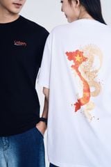 Áo Thun Unisex Phom Suông - Họa Tiết Bản Đồ Việt Nam & Rồng Vàng Tinh Hoa Văn Hóa