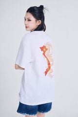 Áo Thun Unisex Phom Suông - Họa Tiết Bản Đồ Việt Nam & Rồng Vàng Tinh Hoa Văn Hóa