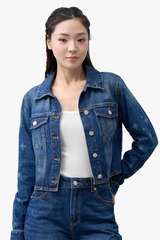 Áo Khoác Jean Nữ Croptop – Họa Tiết Laser 3D