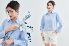 Áo Sơ Mi Nữ Kẻ Sọc Dài Tay - Vải Thô Thoáng Mát, Form Suông Dễ Mặc