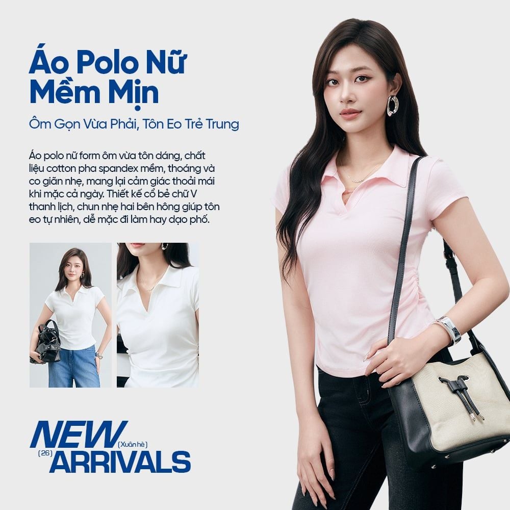 Áo Polo Cộc Tay Nữ - Ôm Gọn Vừa Phải, Tôn Eo Trẻ Trung