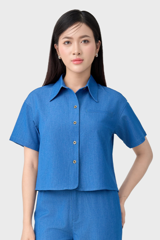 Sơ Mi Cộc Tay Nữ Kẻ Sọc – 100% Cotton Thoáng Mát