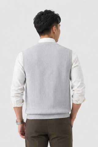 Áo Len Sát Nách Nam Cổ V Premium Fine-Knit - Chuẩn Form Lịch Lãm