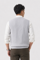 Áo Len Sát Nách Nam Cổ V Premium Fine-Knit - Chuẩn Form Lịch Lãm