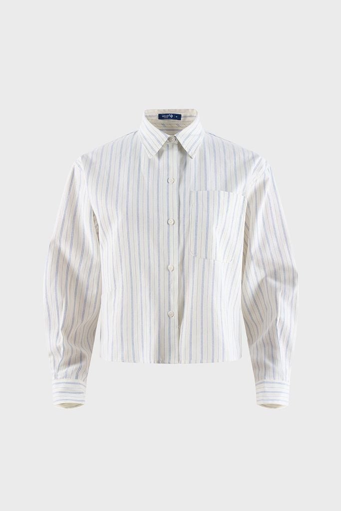 Áo Sơ Mi Nữ Dài Tay - Chất Thô Dáng Suông Kẻ Sọc Thanh Lịch