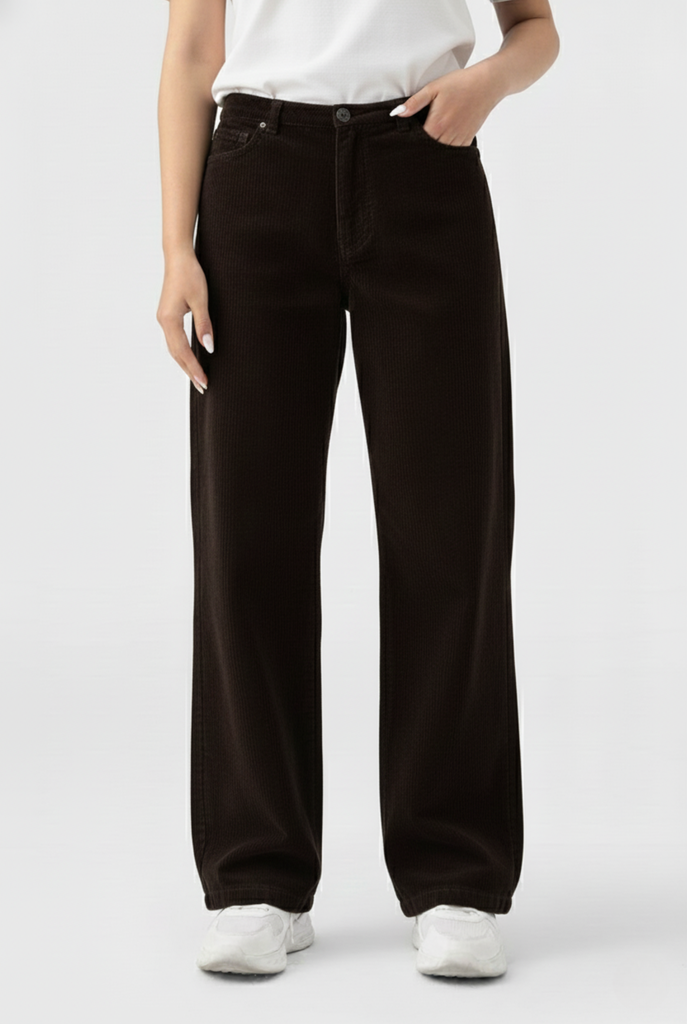 Quần Nhung Nữ Ống Suông - ​Cạp Chun Sau Thoải Mái