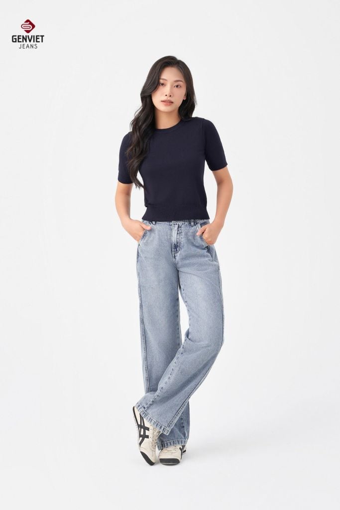Quần Jeans Nữ Suông Vừa