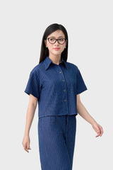 Sơ Mi Cộc Tay Nữ Kẻ Sọc – 100% Cotton Thoáng Mát
