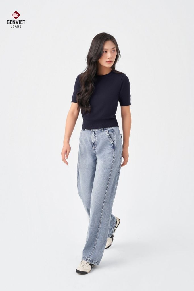 Quần Jeans Nữ Suông Vừa