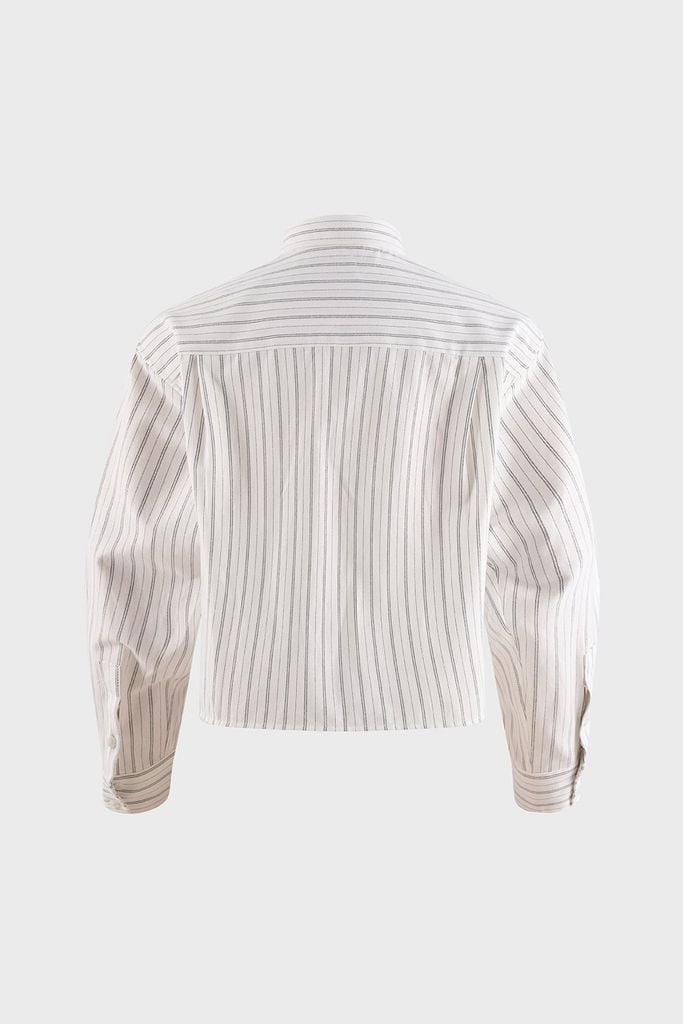 Áo Sơ Mi Nữ Dài Tay - Chất Thô Dáng Suông Kẻ Sọc Thanh Lịch