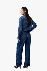 Áo Khoác Jean Nữ Croptop – Họa Tiết Laser 3D