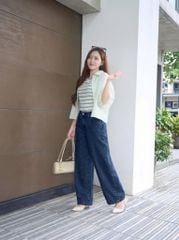Quần Jean Nữ Ống Suông Denim Cotton Cao Cấp - Cạp Chun Co Giãn Thoải Mái, Hack Dáng