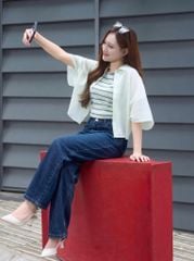 Quần Jean Nữ Ống Suông Denim Cotton Cao Cấp - Cạp Chun Co Giãn Thoải Mái, Hack Dáng