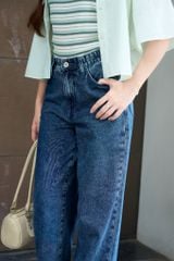 Quần Jean Nữ Ống Suông Denim Cotton Cao Cấp - Cạp Chun Co Giãn Thoải Mái, Hack Dáng