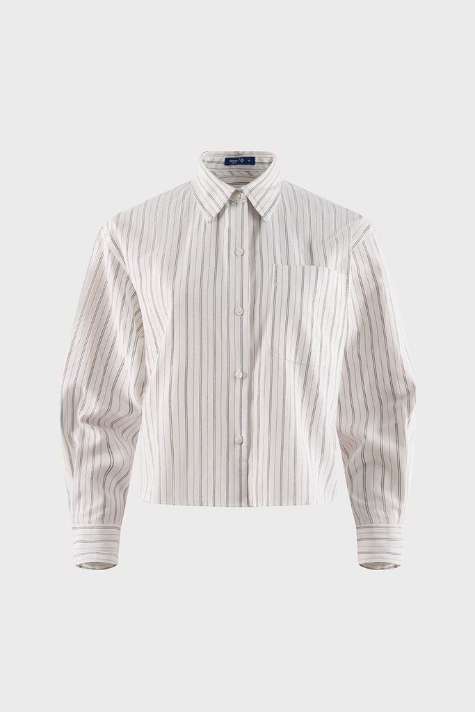 Áo Sơ Mi Nữ Dài Tay - Chất Thô Dáng Suông Kẻ Sọc Thanh Lịch