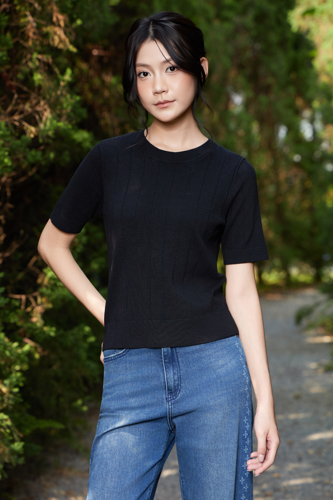 Áo Len Cộc Tay Nữ Dáng Suông