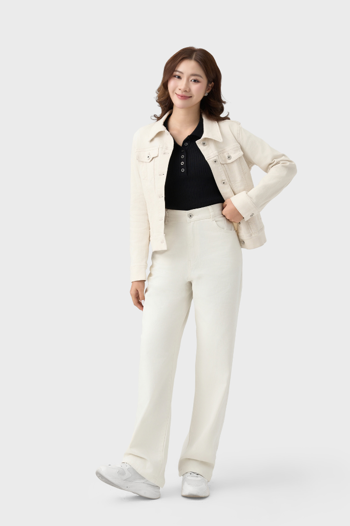 Áo Khoác Jean Nữ Form Ôm Vừa - Denim 1 Lớp Tôn Dáng