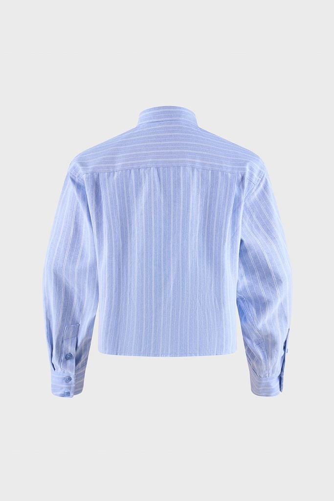 Áo Sơ Mi Nữ Dài Tay - Chất Thô Dáng Suông Kẻ Sọc Thanh Lịch