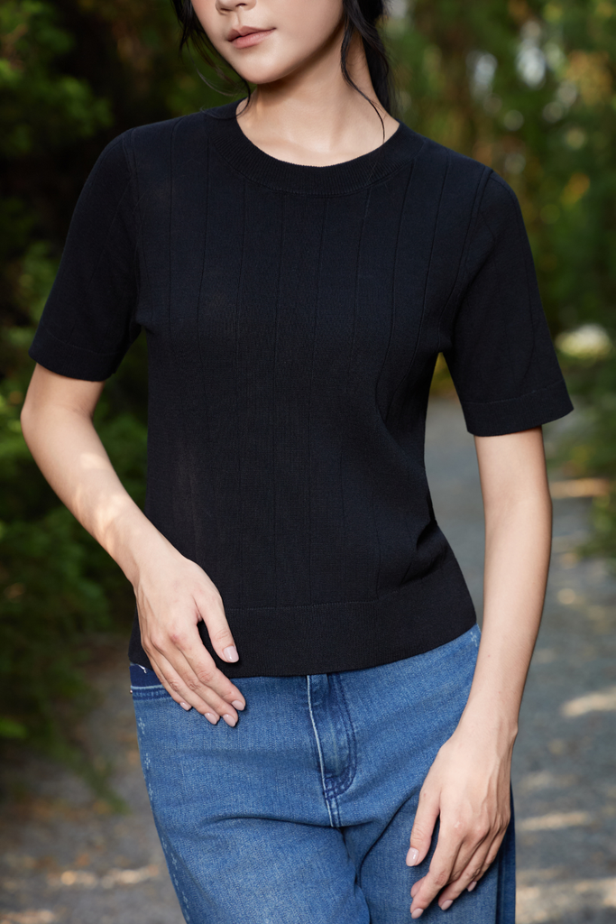 Áo Len Cộc Tay Nữ Dáng Suông