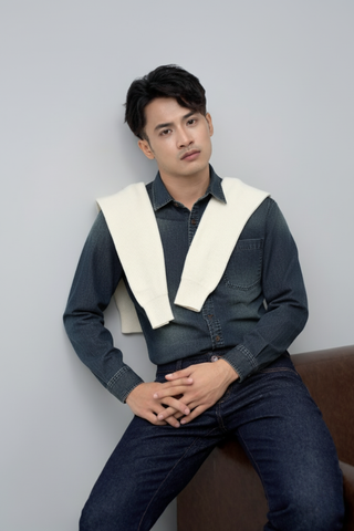 Áo Sơ Mi Jean Nam Dài Tay Form Ôm