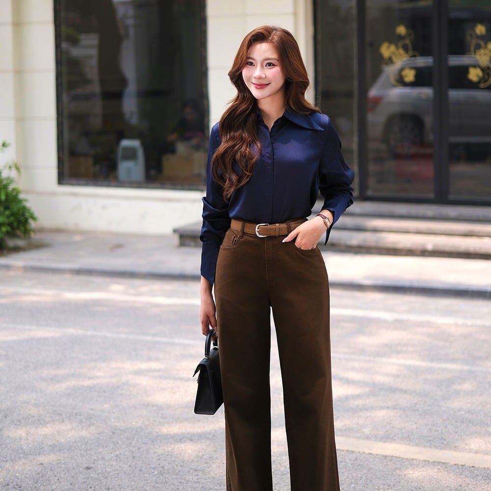 Áo Sơ Mi Lụa Nữ Dài Tay - Cổ Bản To Sang Trọng