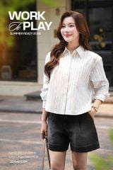 Áo Sơ Mi Nữ Kẻ Sọc Dài Tay - Vải Thô Thoáng Mát, Form Suông Dễ Mặc