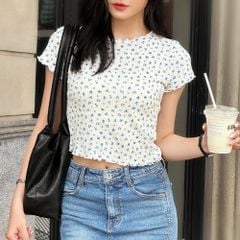Áo Thun Nữ Cộc Tay Croptop - Thun Gân Co Giãn, Nhẹ Nhàng Vintage