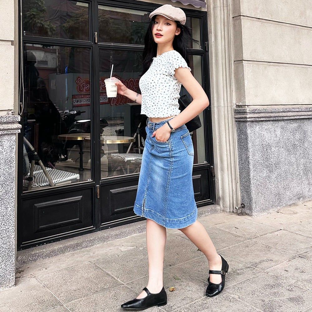 Áo Thun Nữ Cộc Tay Croptop - Thun Gân Co Giãn, Nhẹ Nhàng Vintage