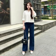 Áo Sơ Mi Nữ Kẻ Sọc Dài Tay - Vải Thô Thoáng Mát, Form Suông Dễ Mặc