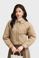 Áo Khoác Phao Nữ Dáng Ngắn Thiết Kế Chần Trám Trẻ Trung, Chất Liệu Cao Cấp Ấm Áp