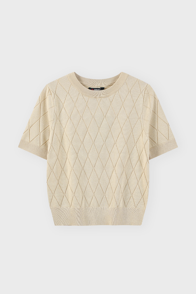Áo Len Cộc Tay Nữ Ôm Vừa Dệt Quả Trám Len Cotton Cao Cấp - Tôn Dáng, Thanh Lịch Công Sở