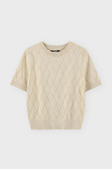 Áo Len Cộc Tay Nữ Ôm Vừa Dệt Quả Trám Len Cotton Cao Cấp - Tôn Dáng, Thanh Lịch Công Sở