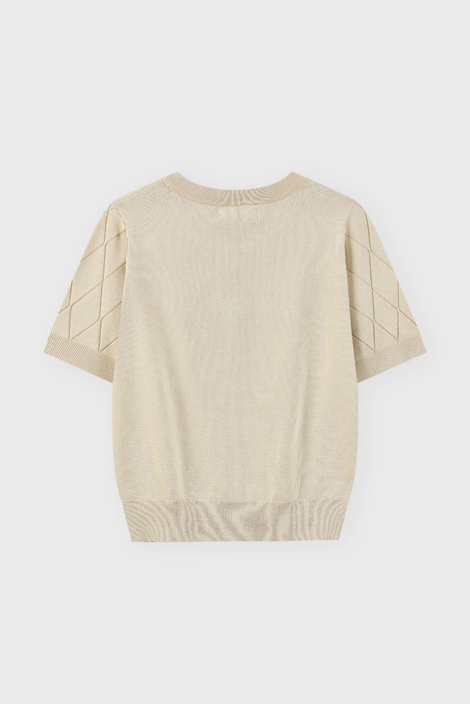 Áo Len Cộc Tay Nữ Ôm Vừa Dệt Quả Trám Len Cotton Cao Cấp - Tôn Dáng, Thanh Lịch Công Sở