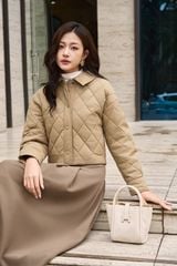 Áo Khoác Phao Nữ Dáng Ngắn Thiết Kế Chần Trám Trẻ Trung, Chất Liệu Cao Cấp Ấm Áp