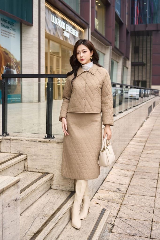 Chân Váy Dáng Dài, Juyp Nữ Họa Tiết Chần Trám Trẻ Trung