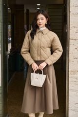 Áo Khoác Phao Nữ Dáng Ngắn Thiết Kế Chần Trám Trẻ Trung, Chất Liệu Cao Cấp Ấm Áp