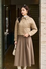 Áo Khoác Phao Nữ Dáng Ngắn Thiết Kế Chần Trám Trẻ Trung, Chất Liệu Cao Cấp Ấm Áp