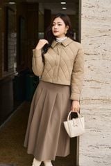 Áo Khoác Phao Nữ Dáng Ngắn Thiết Kế Chần Trám Trẻ Trung, Chất Liệu Cao Cấp Ấm Áp