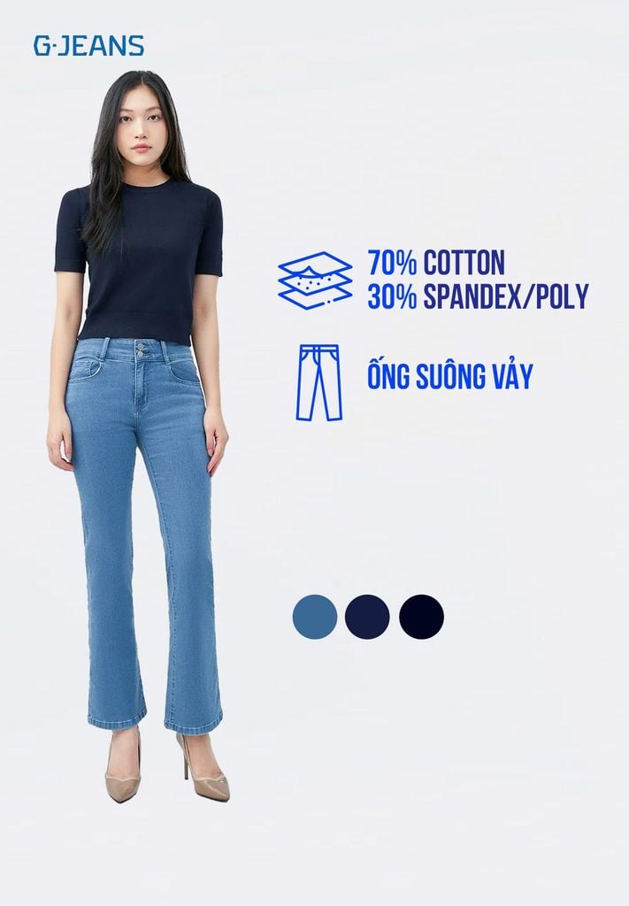 Quần Jeans Nữ Suông Vảy