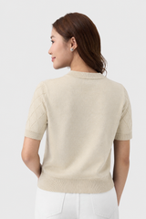 Áo Len Cộc Tay Nữ Ôm Vừa Dệt Quả Trám Len Cotton Cao Cấp - Tôn Dáng, Thanh Lịch Công Sở