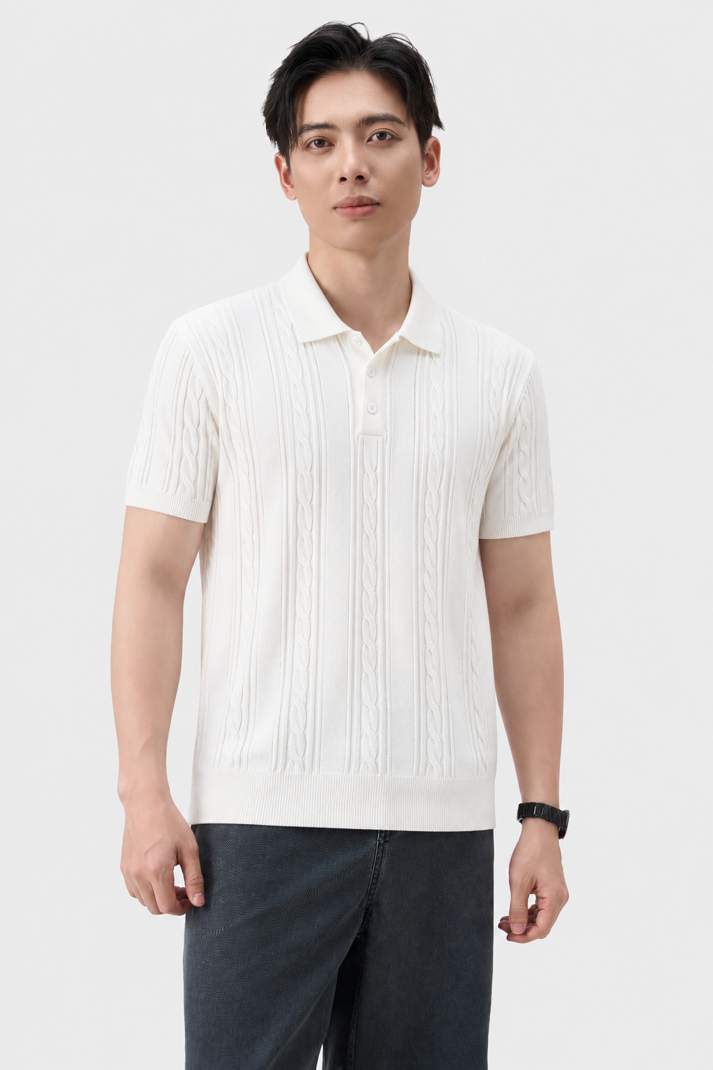 Áo Polo Dệt Kim Nam Suông Vừa Len Sợi Dệt Knit Cao Cấp - Thiết Kế Vặn Thừng Tinh Xảo Lịch Lãm