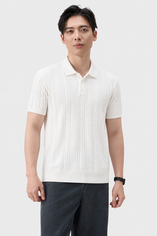 Áo Polo Dệt Kim Nam Suông Vừa Len Sợi Dệt Knit Cao Cấp - Thiết Kế Vặn Thừng Tinh Xảo Lịch Lãm