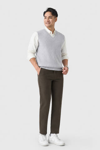 Áo Len Sát Nách Nam Cổ V Premium Fine-Knit - Chuẩn Form Lịch Lãm