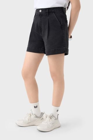 Quần Sooc Jeans Nữ Dáng A Cạp Cao - Thiết Kế Ly Trước Trẻ Trung