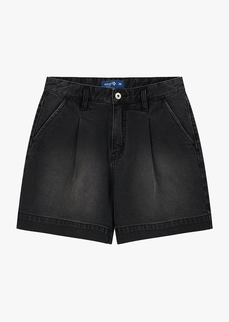 Quần Sooc Jeans Nữ Dáng A Cạp Cao - Thiết Kế Ly Trước Trẻ Trung