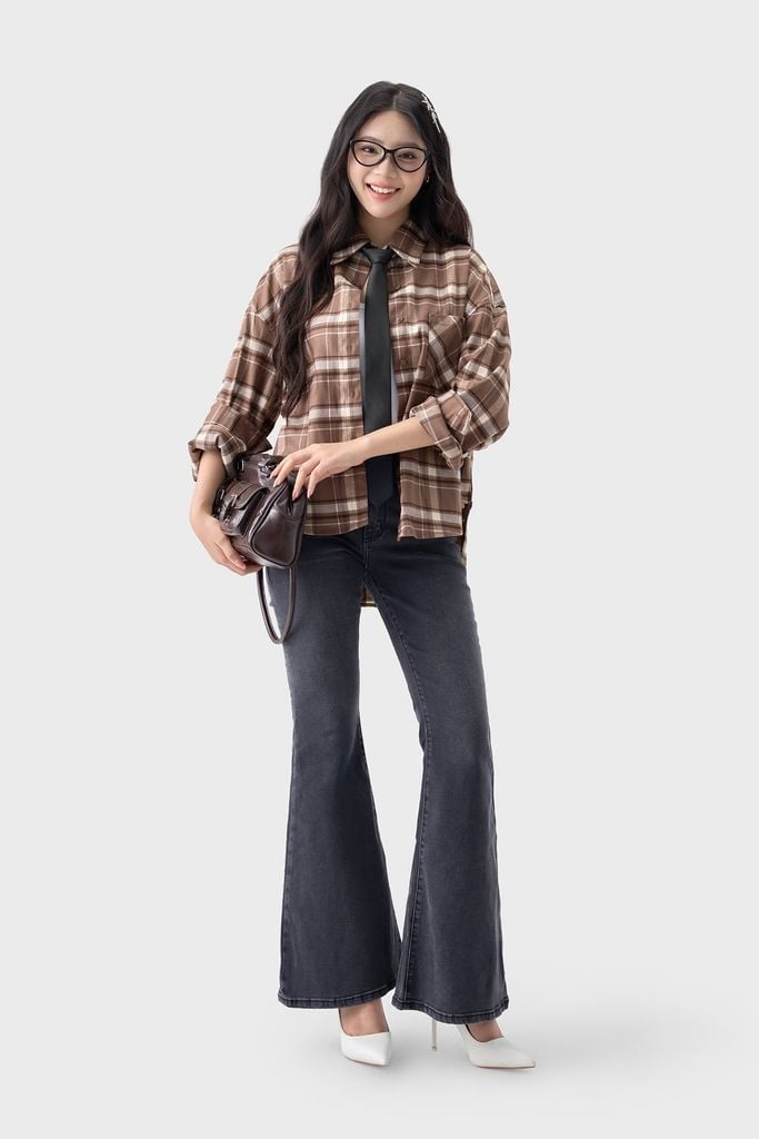 Quần Jean Nữ Ống Vảy Trẻ Trung - Cạp Cao 2 Cúc