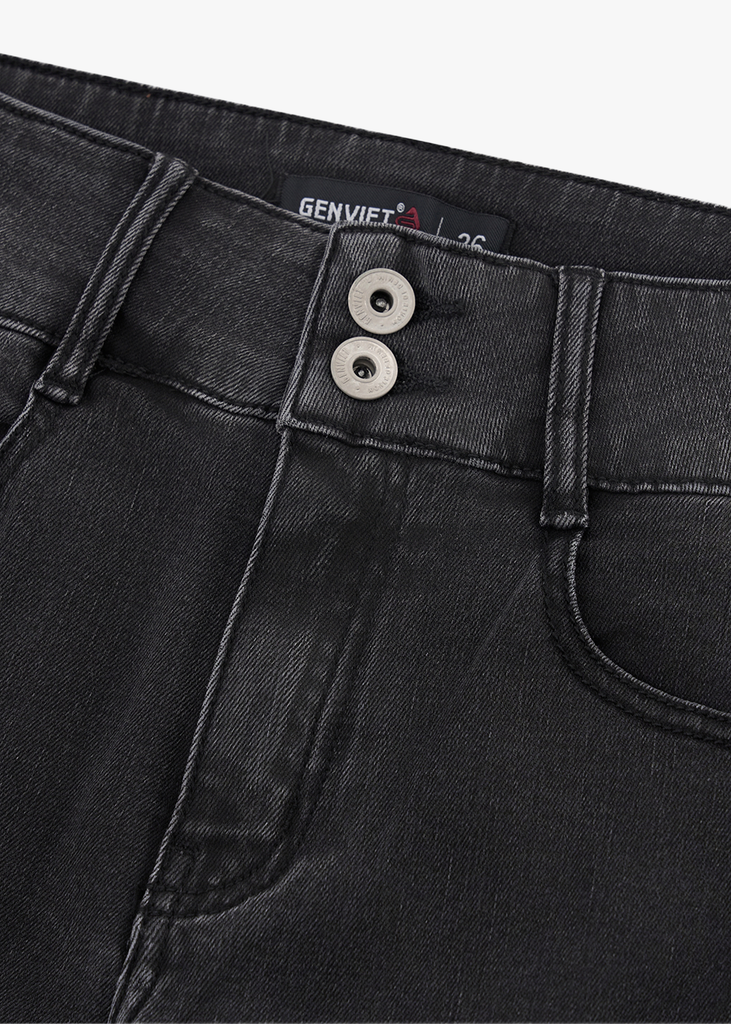 Quần Jean Nữ Ống Vảy Trẻ Trung - Cạp Cao 2 Cúc