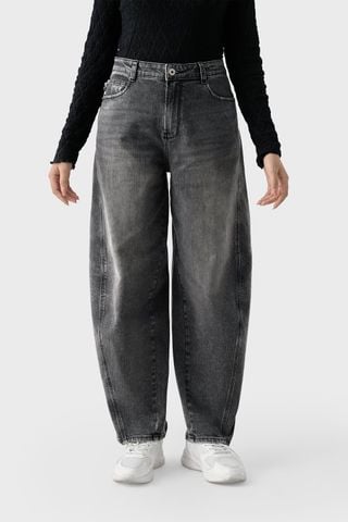 Quần Jean Nữ Ống Cong Cạp Cao - Viền Túi Mài Cá Tính