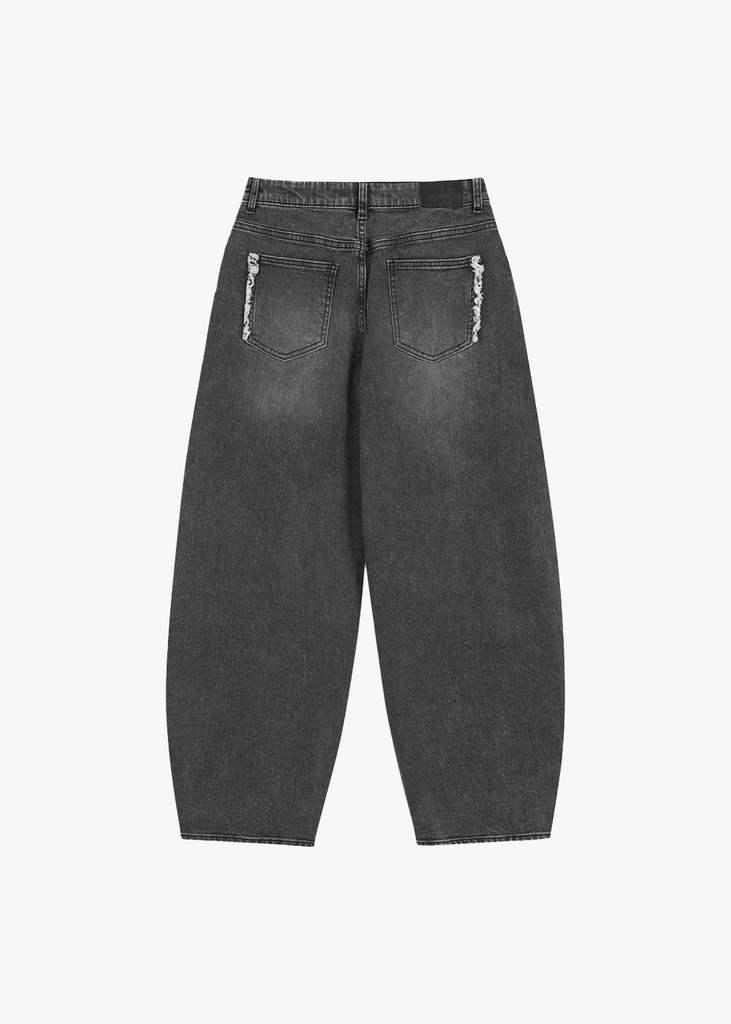 Quần Jean Nữ Ống Cong Cạp Cao - Viền Túi Mài Cá Tính